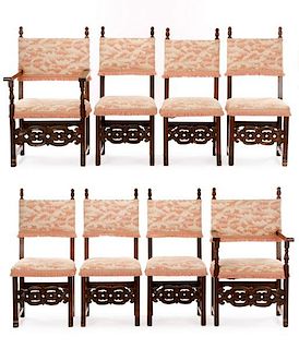 8 Spanish Renaissance Style Oak Dining Chairs