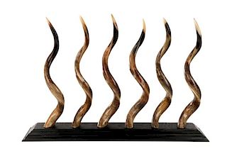 Tabletop Sculpture with Six Polished Kudu Horns