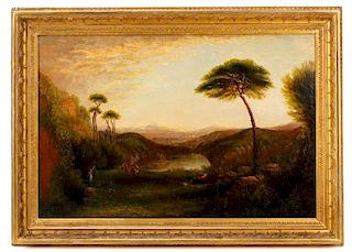 Allegorical Pastoral Landscape, Oil, 19th C.