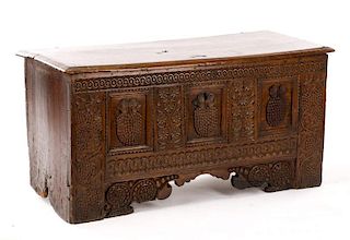 Baroque Style Walnut Carved Cassone w/Grapes