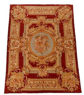 Aubusson Style Wool Needlepoint Rug, 20th C.
