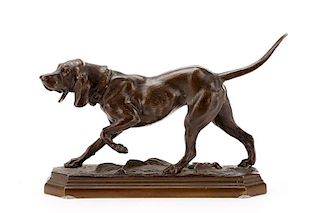 Alfred Barye, Bronze Sculpture of a Hound, Signed