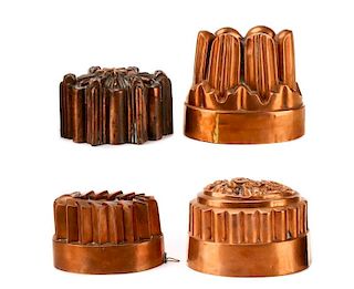 Four 19th/20th Century English Copper Jelly Moulds