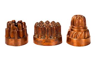 Three English Copper Jelly Moulds, Benham & Froud