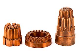 Three Late 19th C. English Copper Jelly Moulds