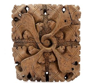 English Carved Oak Ceiling Boss, Mid 16th C.