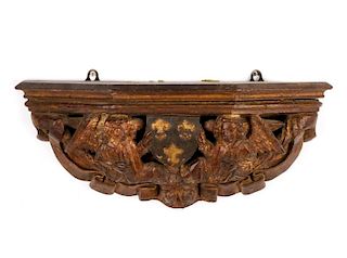 French Giltwood Wall Bracket, Royal Coat of Arms