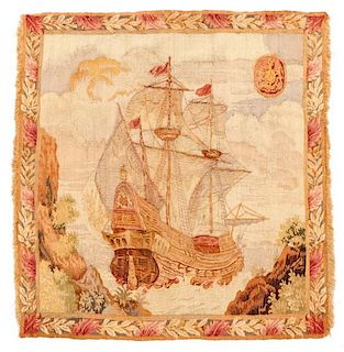 Hand Woven Tapestry Panel, British Clipper Ship
