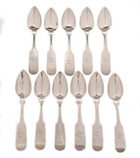 Set of 11 New York Georgian Silver Spoons c.1850