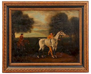 Equestrian Landscape Scene, Oil, 18th C.