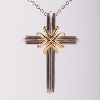 Tiffany & Co Sterling & 18KYG Cross Pendant