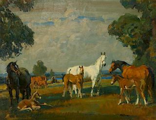 FRANK HOFFMAN (1888-1958) OIL ON CANVAS 'TAOS PASTURES'