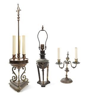 * A Group of Three Table Lamps Height of tallest 19 inches.