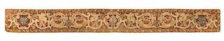 * A European Embroidered Velvet Panel or Table Runner Length 99 x width 10 1/2 inches.