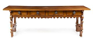 * A Renaissance Revival Walnut Trestle Table Height 31 1/2 x width 94 1/4 x depth 23 5/8 inches.