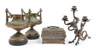 * A Group of Bronze Table Articles Height of first 11 inches.