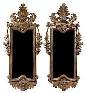 * A Pair of Italian Baroque Mecca Decorated Mirrors Height 63 x width 29 inches.