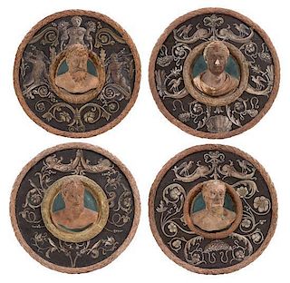 * A Set of Four Italian Renaissance Style Plaster Roundels Diameter 27 inches.