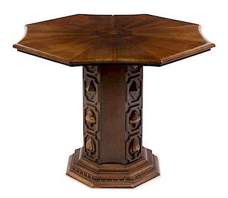 * An Italian Renaissance Style Walnut Pedestal Table Height of first 28 inches.