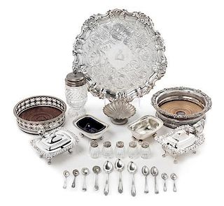 * A Group of Silver and Silver-Plate Table Articles, , comprising a diminutive compote with a scalloped rim, Asprey & Garrard, t