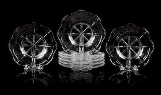 * A Set of Twenty-Four William Yeoward Glass Plates Diameter 6 3/4 inches.
