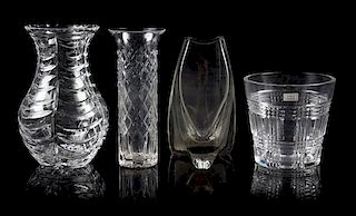 * A Group of Four Glass Vases Height of tallest 10 inches.