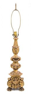 * A Neoclassical Style Carved Giltwood Pricket Height 39 3/8 inches.