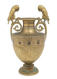 * A Neoclassical Style Brass Urn Height 12 5/8 inches.