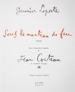 * (COCTEAU, JEAN) LAPORTE, GENEVIEVE. Sous le manteau de feu. Paris, 1955. Limited, signed.