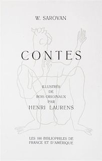 * (LAURENS, HENRI) SAROYAN, WILLIAM. Contes. Paris, 1953. Limited. Signed.