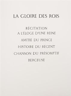 * (CLAVE, ANTONI) SAINT JOHN PERSE. Le gloire des rois. Marseille, 1976. Limited, signed.
