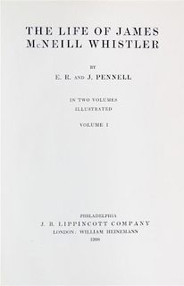 * (WHISTLER, JAMES MCNEILL) PENNELL, J AND E.R. The Life of James McNeill Whistler. Philadelphia, 1908. 2 Volumes.