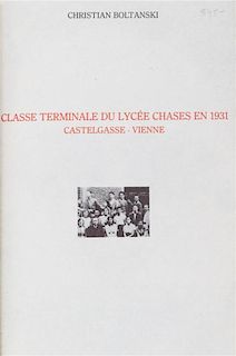* BOLTANSKI, CHRISTIAN. Classe Terminale du Lycee Chases en 1931. Vienna, 1987. Exhibition catalogue.