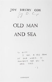 * COX, JOY DRURY. Old Man and Sea. Conveyor, 2012. Inscribed. [with] Or, Some of the Whale. Conveyor, 2013. (2 items)