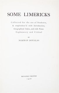 DOUGLAS, NORMAN. Some Limericks: Collected for the use of Students. 1928.
