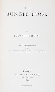 KIPLING, RUDYARD. The Jungle Books [and] The Second Jungle Book. London, 1894, 1895. First editions.