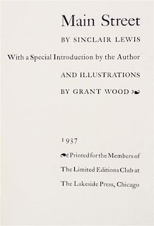 LEWIS, SINCLAIR. Main Street. Chicago, 1937. Limited edition.