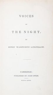 * LONGFELLOW, HENRY WADSWORTH. Voices of the Night. Cambridge, 1839. First edition, second issue.