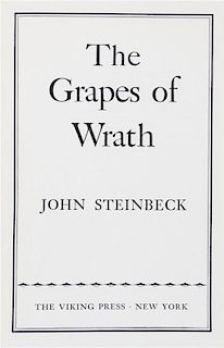 STEINBECK, JOHN. Grapes of Wrath. New York, 1939. First edition.