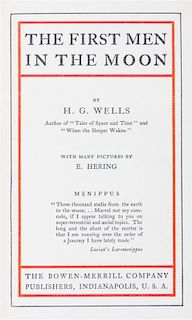 (FINE BINDING)  Wells, H.G., The First Men in the Moon. Indianapolis, 1901.