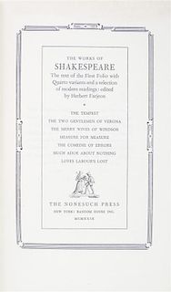 (NONESUCH PRESS) SHAKESPEARE, WILLIAM. The Works. NY, 1929-33. 7 vols.