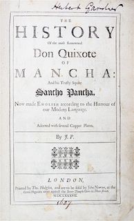CERVANTES SAAVEDRA, MIGUEL DE. The History of the most Renowned Don Quixote of Mancha. London, 1687. First illustrated editio in