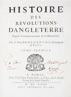 D'ORLEANS, PIERRE JOSEPH. Histoire des Revelutions d' Angleterre. Paris, 1693-1694. First edition.