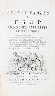 (BASKERVILLE) AESOP. Select Fables. Baskerville, 1761.