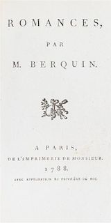 BERQUIN, ARNAUD. Romances, par M. Berquin. Paris, 1788. With 10 fine plates of Borel.