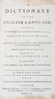 JOHNSON, SAMUEL. A Dictionary of the English Language. London, 1756. 2 vols. Second edition.
