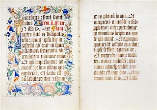 (ILLUMINATED MANUSCRIPT) A double illuminated manuscript leaf. 16th century.