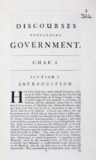 * SIDNEY, ALGERNON. Discourses Concerning Government. London, 1798. First edition.