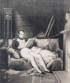 STEUBEN, CHARLES AUGUSTE .Napoleon et son fils. 1844. Large portrait engraving. Framed and matted.