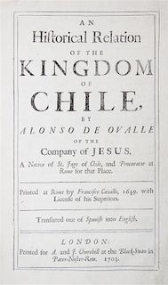 * ALONSO DE OVALLE.  An Historical Relation of the Kingdom of Chile. London, 1703.